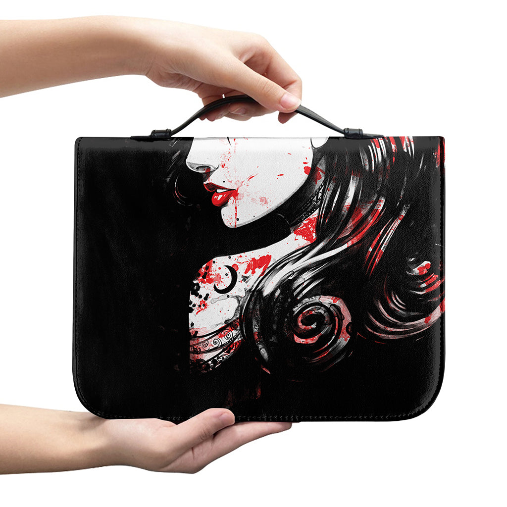 Halloween Vampire Girl Print Leather Bible Cover