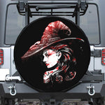 Halloween Vampire Girl Print Leather Spare Tire Cover