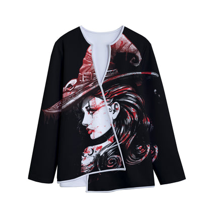 Halloween Vampire Girl Print Long Sleeve Short Coat