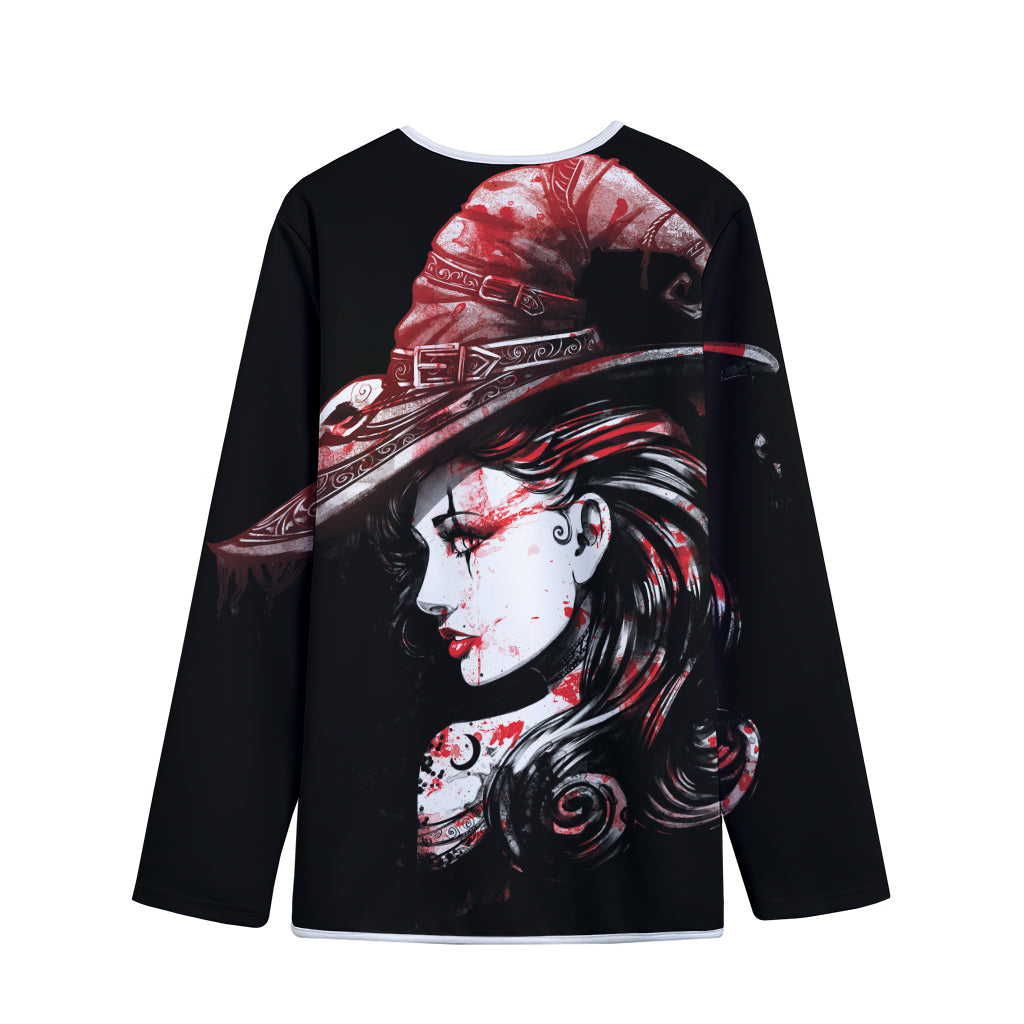 Halloween Vampire Girl Print Long Sleeve Short Coat