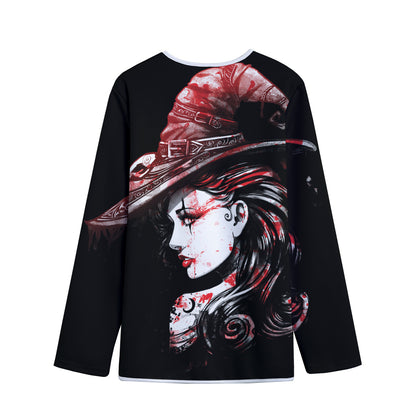 Halloween Vampire Girl Print Long Sleeve Short Coat