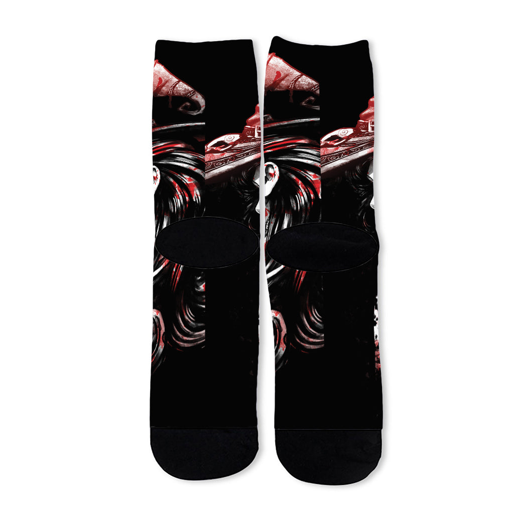 Halloween Vampire Girl Print Long Socks