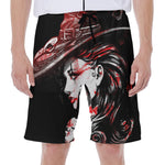 Halloween Vampire Girl Print Men's Beach Shorts