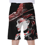 Halloween Vampire Girl Print Men's Beach Shorts