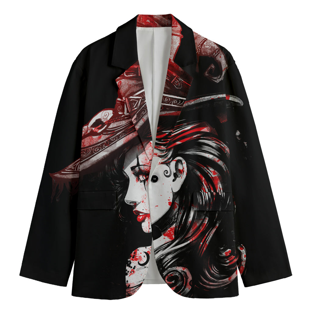Halloween Vampire Girl Print Men's Blazer