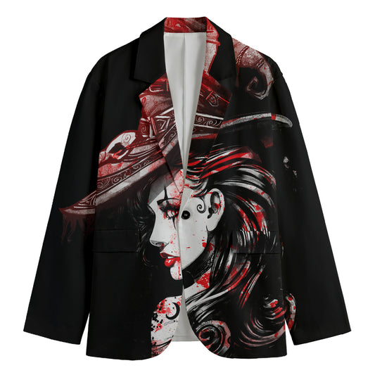 Halloween Vampire Girl Print Men's Blazer