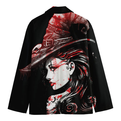 Halloween Vampire Girl Print Men's Blazer