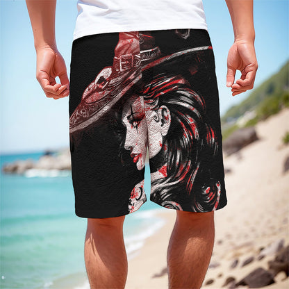 Halloween Vampire Girl Print Men's Cargo Shorts