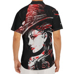 Halloween Vampire Girl Print Men's Deep V-Neck Shirt