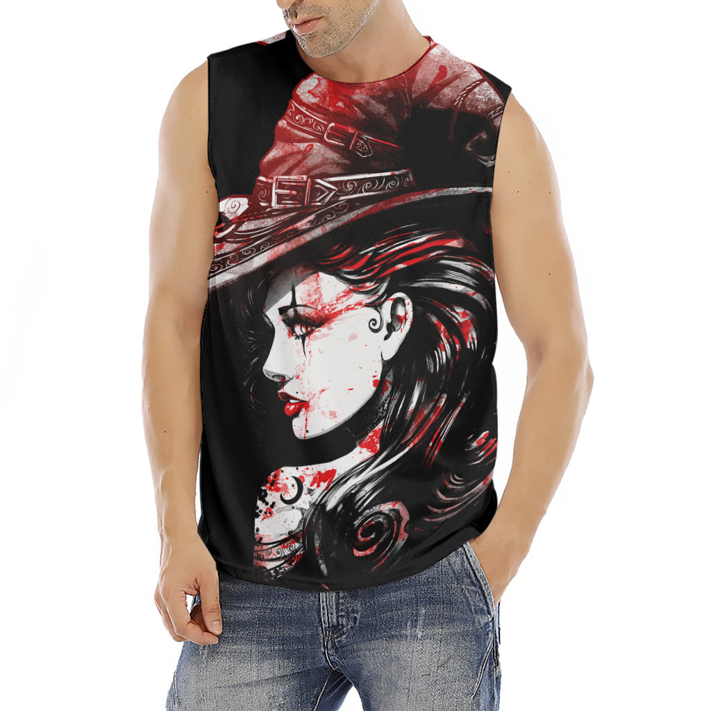 Halloween Vampire Girl Print Men's Fitness Tank Top