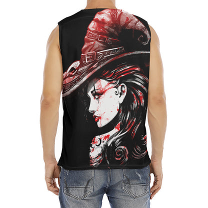 Halloween Vampire Girl Print Men's Fitness Tank Top