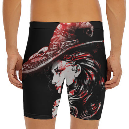 Halloween Vampire Girl Print Men's Long Boxer Briefs