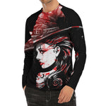 Halloween Vampire Girl Print Men's Long Sleeve Rash Guard