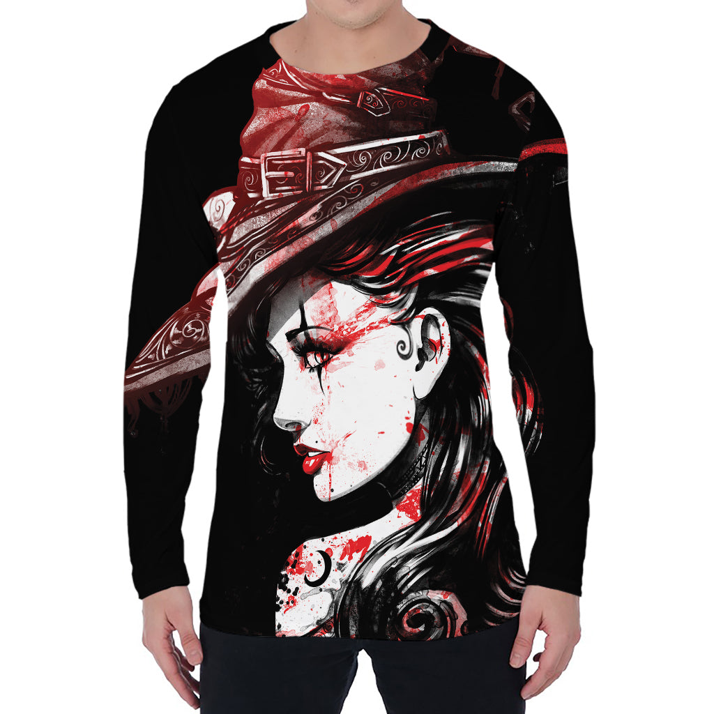 Halloween Vampire Girl Print Men's Long Sleeve T-Shirt