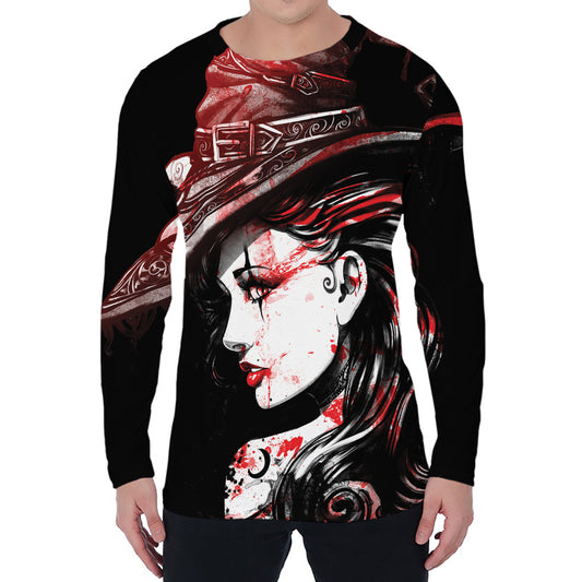 Halloween Vampire Girl Print Men's Long Sleeve T-Shirt