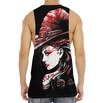 Halloween Vampire Girl Print Men's Muscle Tank Top
