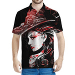 Halloween Vampire Girl Print Men's Polo Shirt