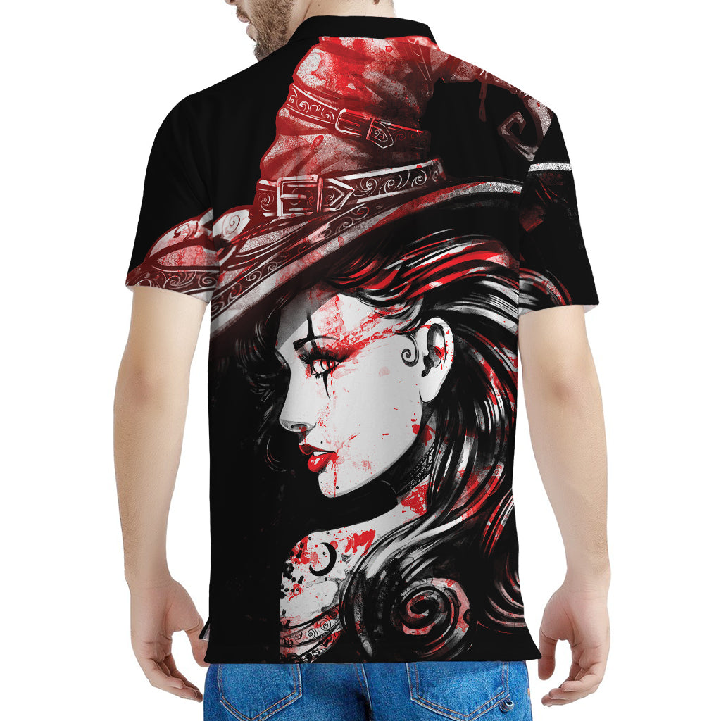 Halloween Vampire Girl Print Men's Polo Shirt
