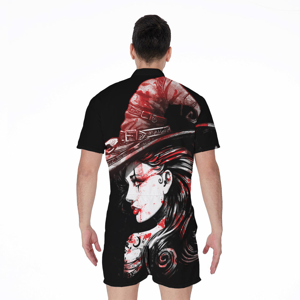 Halloween Vampire Girl Print Men's Rompers