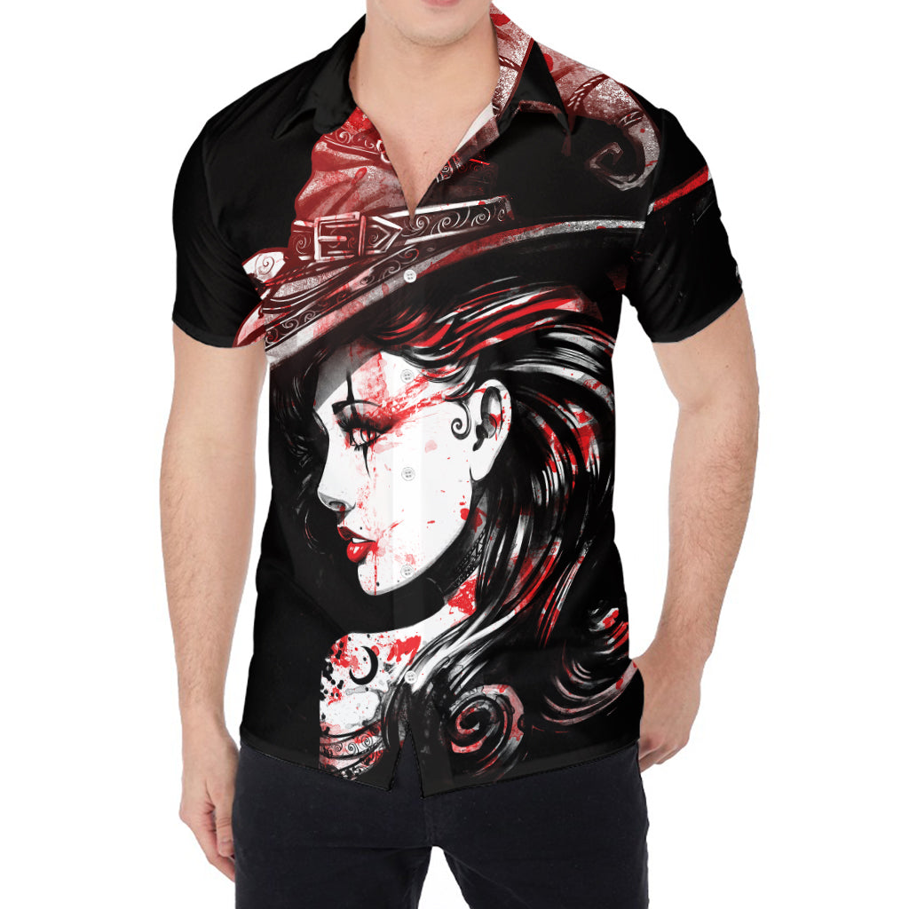 Halloween Vampire Girl Print Men's Shirt