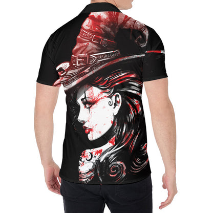 Halloween Vampire Girl Print Men's Shirt