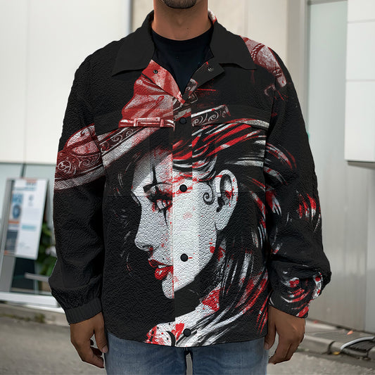 Halloween Vampire Girl Print Men's Shirt Jacket
