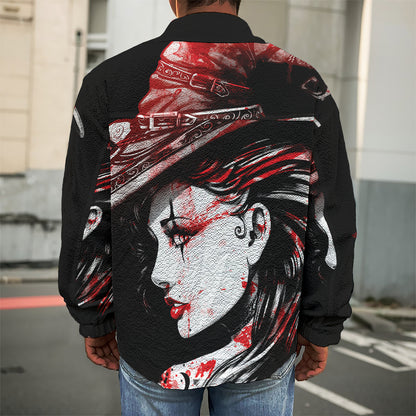 Halloween Vampire Girl Print Men's Shirt Jacket
