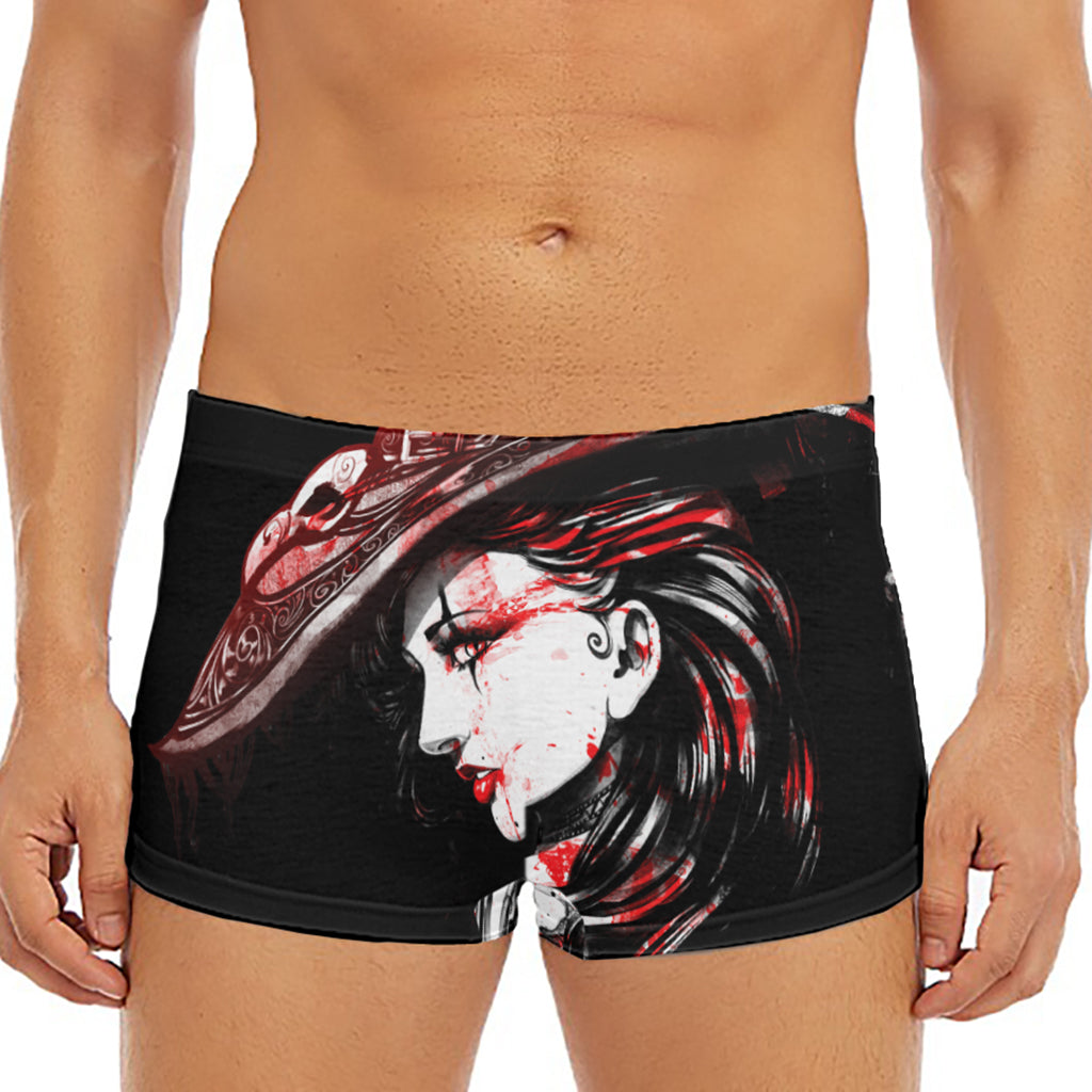 Halloween Vampire Girl Print Men's Short Boxer Briefs
