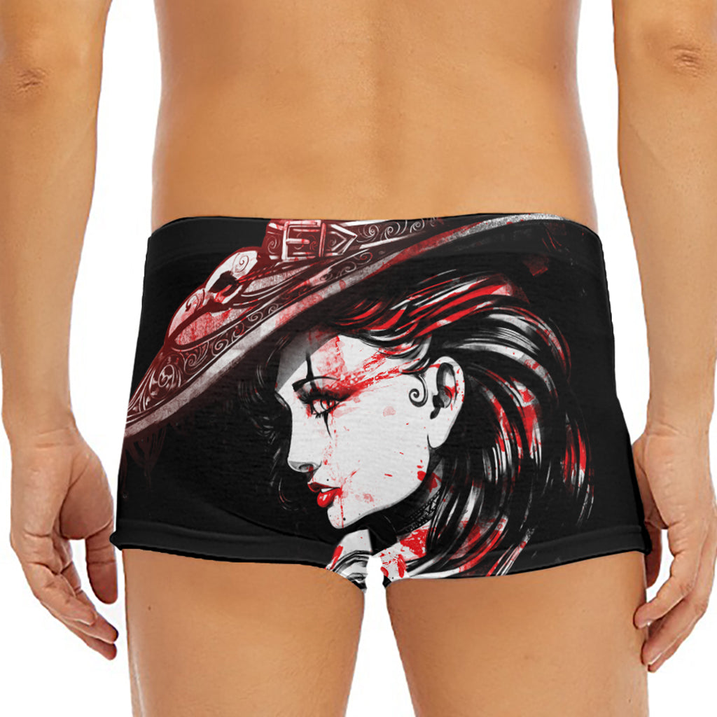 Halloween Vampire Girl Print Men's Short Boxer Briefs