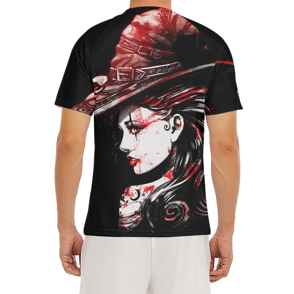 Halloween Vampire Girl Print Men's Short Sleeve Rash Guard