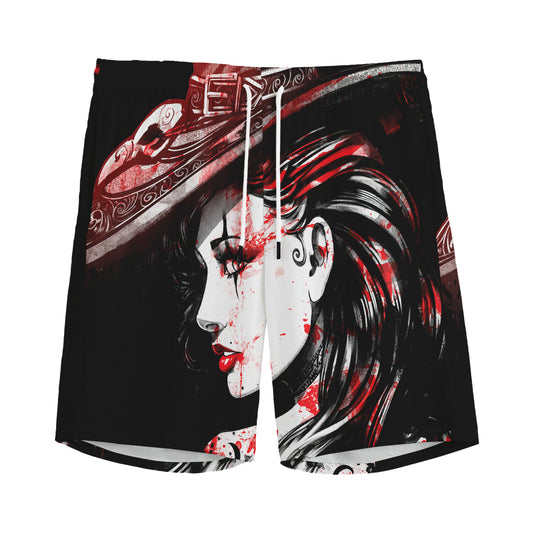 Halloween Vampire Girl Print Men's Sports Shorts