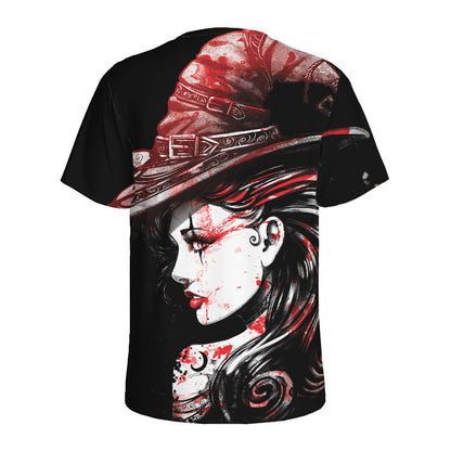 Halloween Vampire Girl Print Men's Sports T-Shirt