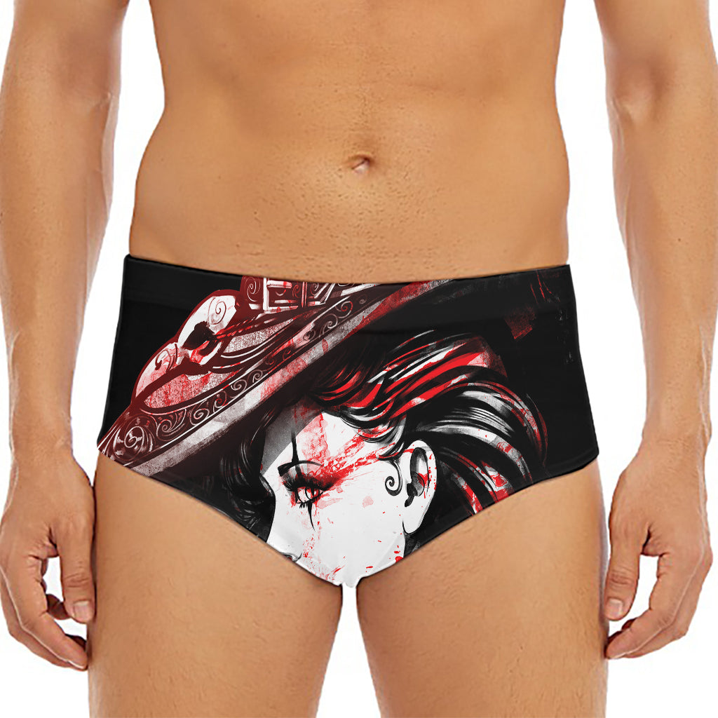 Halloween Vampire Girl Print Men's Triangle Swim Briefs