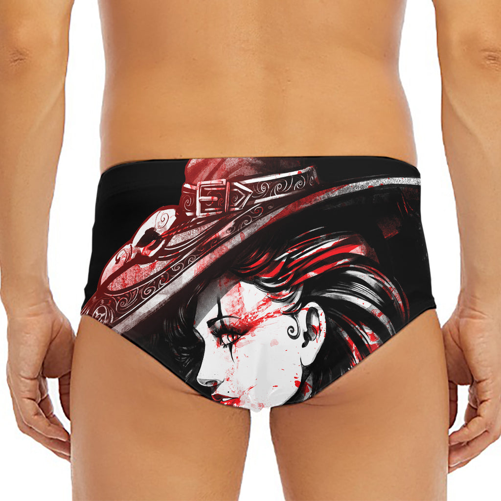 Halloween Vampire Girl Print Men's Triangle Swim Briefs