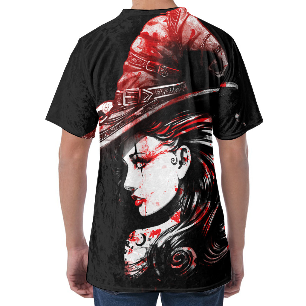 Halloween Vampire Girl Print Men's Velvet T-Shirt