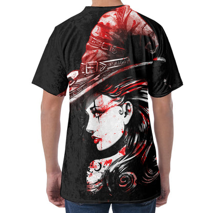 Halloween Vampire Girl Print Men's Velvet T-Shirt
