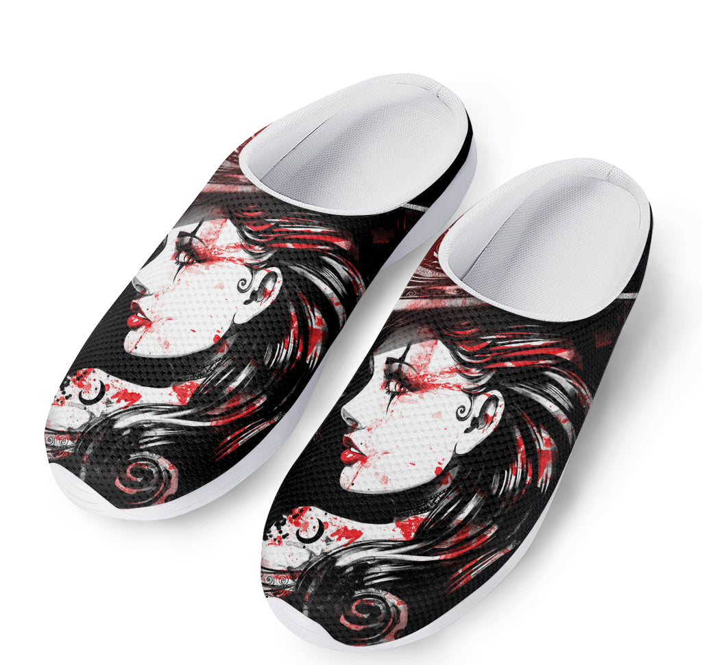 Halloween Vampire Girl Print Mesh Casual Shoes