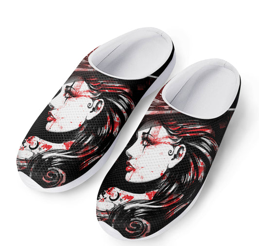 Halloween Vampire Girl Print Mesh Casual Shoes
