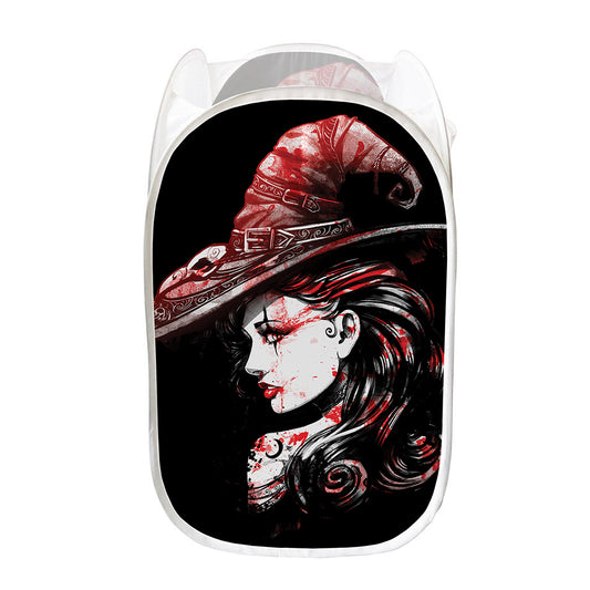 Halloween Vampire Girl Print Mesh Laundry Hamper
