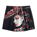 Halloween Vampire Girl Print Mesh Shorts