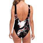 Halloween Vampire Girl Print One Piece Swimsuit