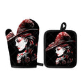 Halloween Vampire Girl Print Oven Mitt And Pot Holder Set