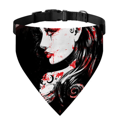 Halloween Vampire Girl Print Over The Collar Dog Bandana