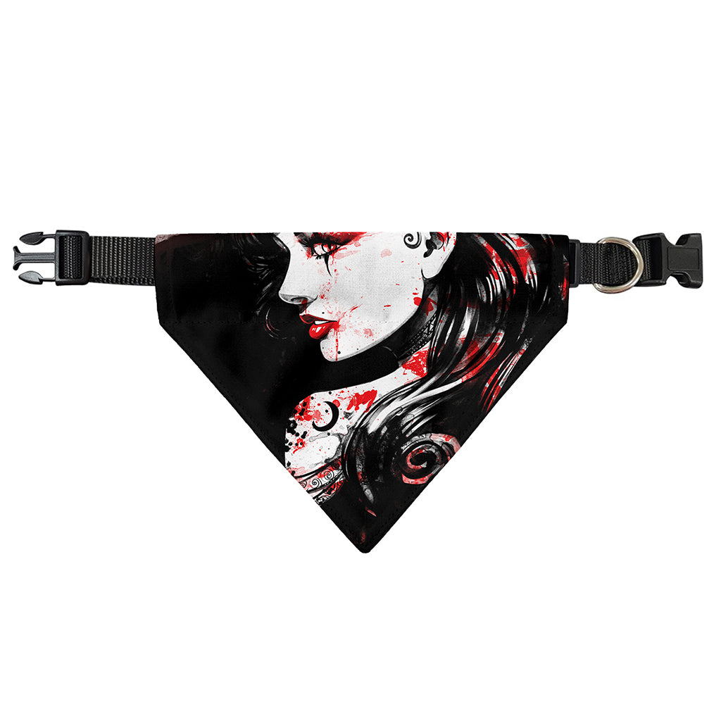 Halloween Vampire Girl Print Over The Collar Dog Bandana