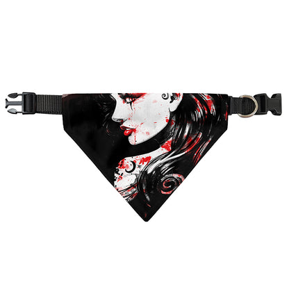 Halloween Vampire Girl Print Over The Collar Dog Bandana