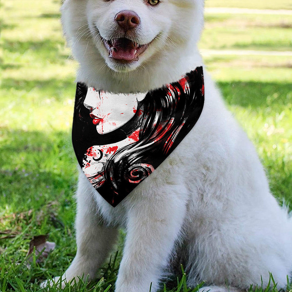 Halloween Vampire Girl Print Over The Collar Dog Bandana
