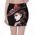 Halloween Vampire Girl Print Pencil Mini Skirt