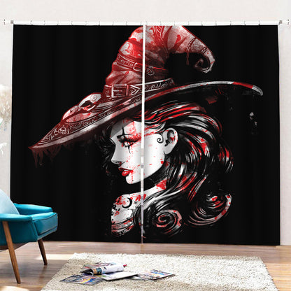 Halloween Vampire Girl Print Pencil Pleat Curtains