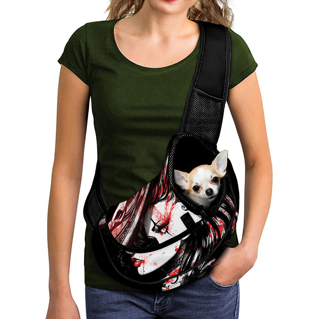 Halloween Vampire Girl Print Pet Sling Carrier