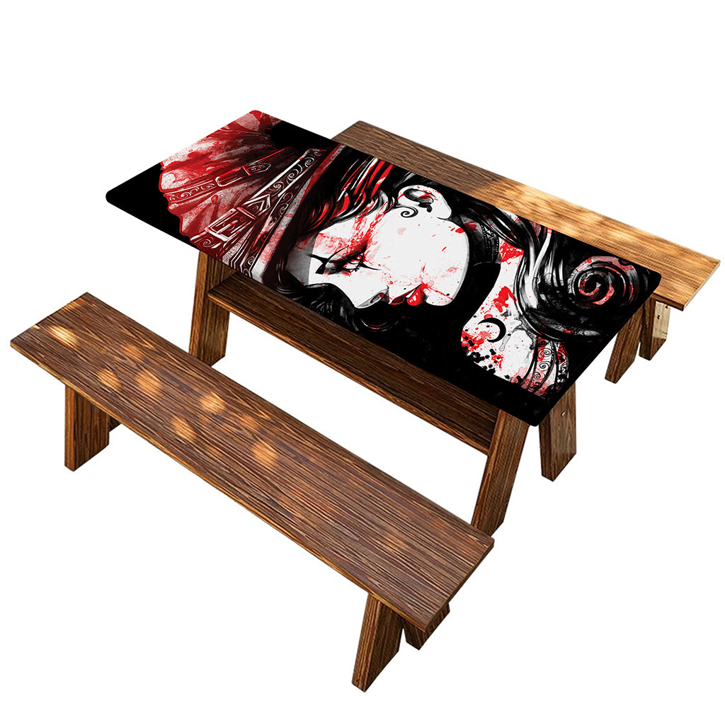 Halloween Vampire Girl Print Picnic Table Cover